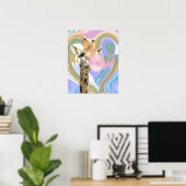 Fun Bubblegum Blasen Giraffe Liquid Swirl Blau Poster (Heimbüro)