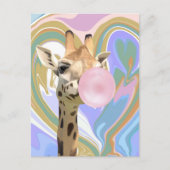Fun Bubblegum Blasen Giraffe Liquid Swirl Blau Postkarte (Vorderseite)