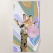 Fun Bubblegum Blasen Giraffe Liquid Swirl Blau Strandtuch (Vorderseite)