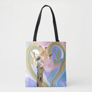 Fun Bubblegum Blasen Giraffe Liquid Swirl Blau Tasche
