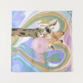 Fun Bubblegum Blasen Giraffe Liquid Swirl Blau Wandteppich (Vorderseite (Horizontal))