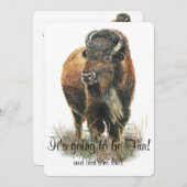 Fun Buffalo Bison Wildlife Tierpark Feier Einladung (Vorne/Hinten)