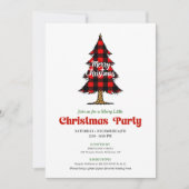 Fun Buffalo Check Christmas Tree Digital Invite Einladung (Vorderseite)