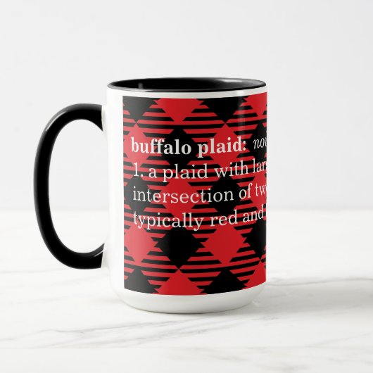 Fun "Buffalo Kariert" Kaffee Tasse - Rot und Schwa (Links)