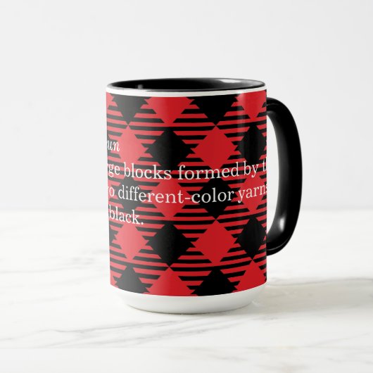 Fun "Buffalo Kariert" Kaffee Tasse - Rot und Schwa (VorderseiteRechts)