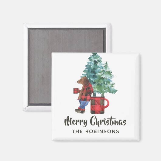 Fun Buffalo Kariert Lumberjack Bär Weihnachten Magnet (Vorderseite/Rückseite)