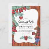 Fun Buffalo Kariert Lumberjack Bär Weihnachtsfest  Einladung (Vorderseite)