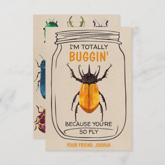 Fun Bug Valentinstag Card Beatle Dankeskarte (Vorne/Hinten)