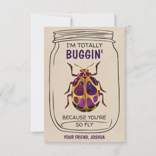 Fun Bug Valentinstag Card Beatle Dankeskarte (Vorderseite)