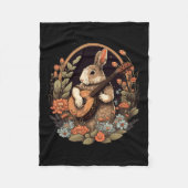 Fun Bunny Playing Banjo Gitarre Musik Rabbit Happy Fleecedecke (Vorderseite)