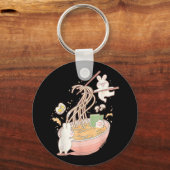 Fun Bunny Rabbit Ramen Noodle Soup Anime Kawaii Ae Schlüsselanhänger (Vorderseite)