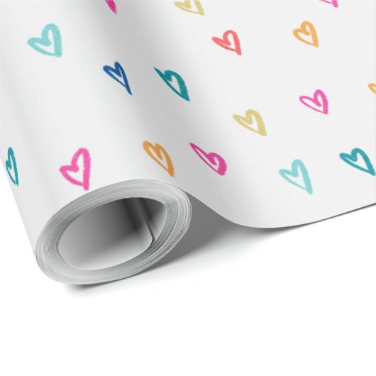 Fun bunte Liebe hört auf weißem Hintergrund Geschenkpapier (Rolleneckpunkt)