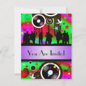 Fun bunter Retro-Party Einladung (Vorderseite)