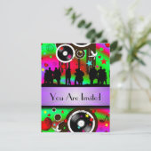 Fun bunter Retro-Party Einladung (Stehend Vorderseite)