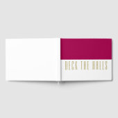 Fun Burgundy White Color Block "DECK THE HALLS" Gästebuch (Voll)
