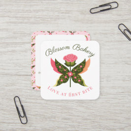 Fun Butterfly Blossom Blumengarten Bäckerei Cupcak Quadratische Visitenkarte