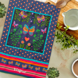 Fun Butterfly Chic Floral Stilvoller Individuelle  Geschirrtuch