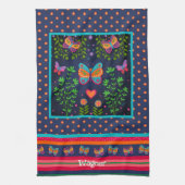 Fun Butterfly Chic Floral Stilvoller Individuelle  Geschirrtuch (Vertikal)