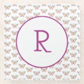 Fun Butterfly mit Initial Glasuntersetzer (Vorderseite)