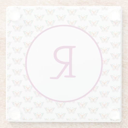 Fun Butterfly mit Initial Glasuntersetzer (Rückseite)