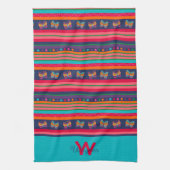 Fun Butterfly Stripe Stilvoller Nachname Geschirrtuch (Vertikal)