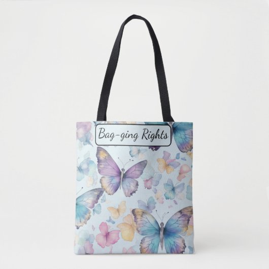 Fun Butterfly, Wasserfarbe, Pastellfarben Tasche (Vorderseite)