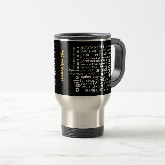 Fun Buzzword Cloud Custom Business Logo Travel Mug Reisebecher (VorderseiteRechts)