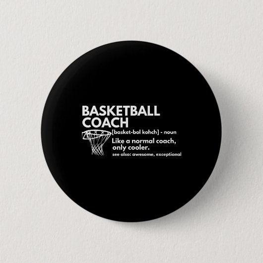 Fun Bysketbyll Coach Definition Gecoacht Geschenk Button (Vorderseite)