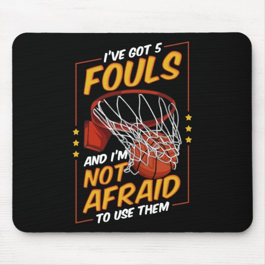 Fun Bysketbyll Player 5 Fouls Defensive Fouls Foul Mousepad (Vorne)
