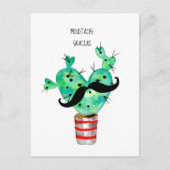 Fun Cactus Danke Mustache Postkarte (Vorderseite)