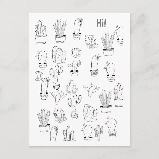 Fun Cactus Pflanze Paintable Postcard Postkarte (Vorderseite)