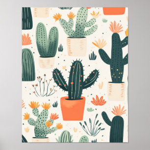 Fun Cactus Print Poster