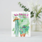 Fun Cactus we moved South West Announcement Postkarte (Stehend Vorderseite)
