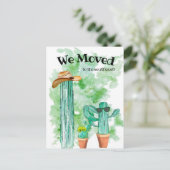 Fun Cactus we moved South West Announcement Postkarte (Stehend Vorderseite)