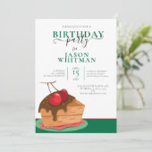 FUN CAKE MIT KIRCHEN AUF DER TOP BIRTHDAY PARTY EINLADUNG (Stehend Vorderseite)