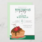 FUN CAKE MIT KIRCHEN AUF DER TOP BIRTHDAY PARTY EINLADUNG (Vorne/Hinten)