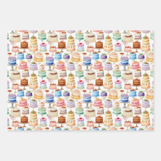 Fun cake Party gekachelt Muster Geschenkpapier Set (Vorderseite 2)