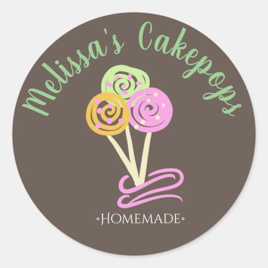 Fun Cakepop Logo Banner Homemade Bakery Wirbel Runder Aufkleber (Vorderseite)