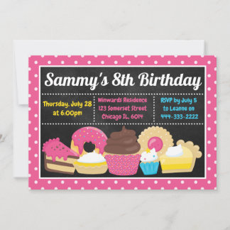 Fun Cakes und Leckereien Geburtstagsparty Einladung