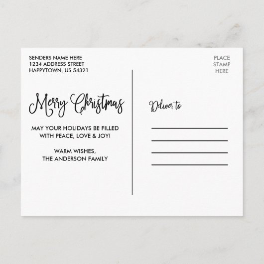 Fun Calligrafie Frohe Weihnachtskunst Tape Green Postkarte (Rückseite)