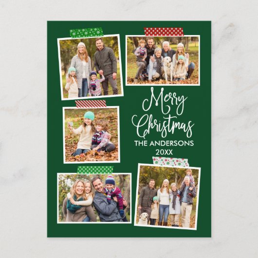 Fun Calligrafie Frohe Weihnachtskunst Tape Green Postkarte (Vorderseite)