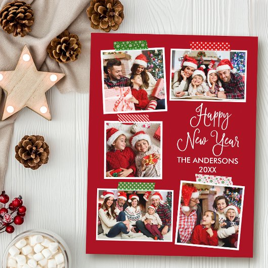 Fun Calligrafie Happy New Year Craft Tape Red Postkarte