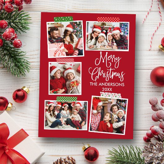 Fun Calligrafie Merry Christmas Craft Band Red Postkarte