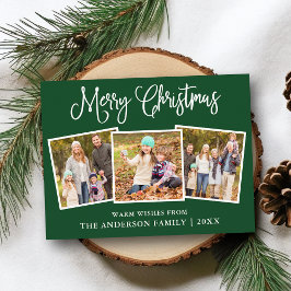 Fun Calligrafie Weihnachten 3 Fotos Grün Postkarte