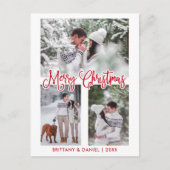 Fun Calligraphy 3 Foto Couple Christmas Red Postkarte (Vorderseite)