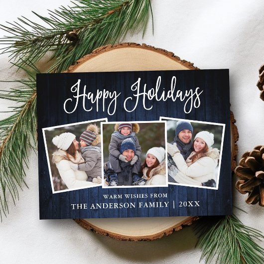 Fun Calligraphy Blue Wood 3 Foto Urlaub Postkarte