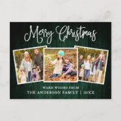 Fun Calligraphy Christmas Green Wood 3 Fotos Postkarte (Vorderseite)