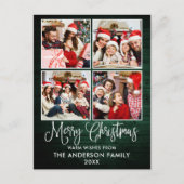 Fun Calligraphy Christmas Green Wood 4 Foto Postkarte (Vorderseite)