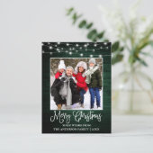 Fun Calligraphy Christmas Green Wood Lights Postkarte (Stehend Vorderseite)