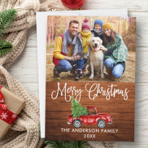 Fun Calligraphy Christmas Wood Red Truck Foto